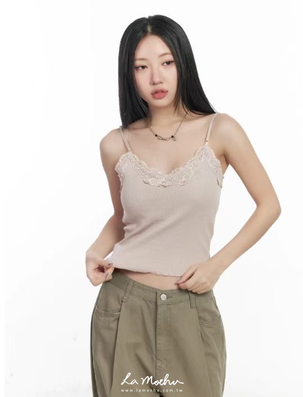 細肩坑條蕾絲BRA背心